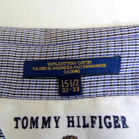 Tommy Hilfiger Vintage 1998 Pin Check Plaid Men's Shirt 15 1/2 32/33 EUC - Picture 9 of 9